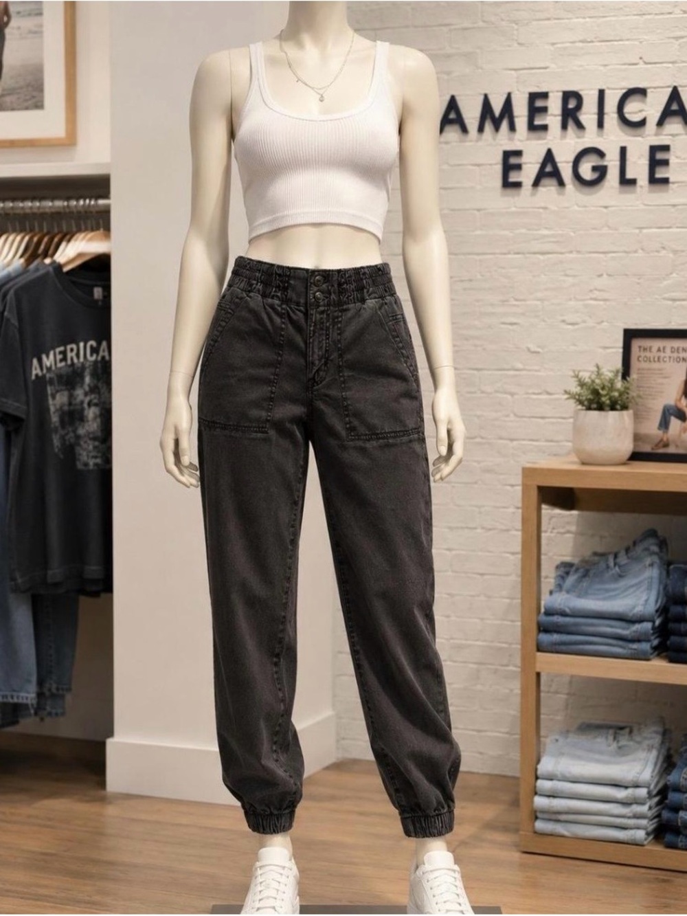 American Eagle Boyfriend Jogger Jeans - Charcoal Black